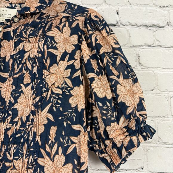 Birds of Paradis Trovata Gemma Blouse Paloma Floral Puff Sleeve Ruffled XS Top - Picture 5 of 12